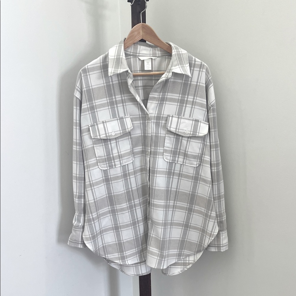 H&M Light Gray Plaid Shacket